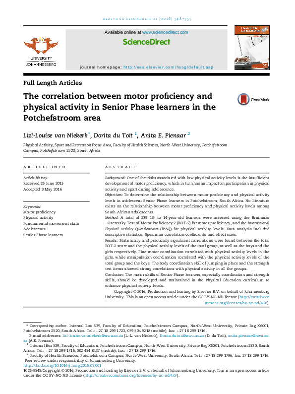 (PDF) The correlation between motor proficiency and physical activity ...