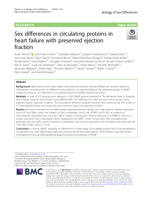 (PDF) Sex differences in circulating proteins in heart failure with ...