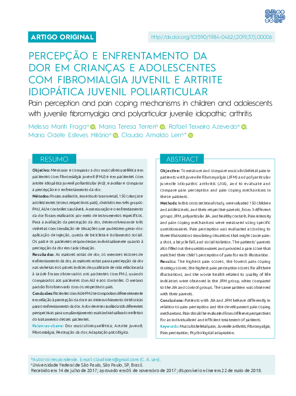 (PDF) Pain Perception and Pain Coping Mechanisms in Children and ...