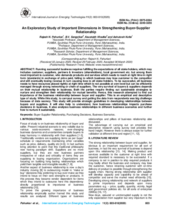 (PDF) An Exploratory Study of Important Dimensions in Strengthening ...