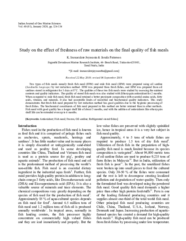 (PDF) Study on the effect of freshness of raw materials on the final ...