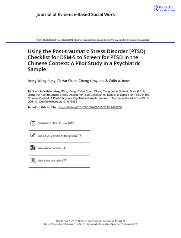 (PDF) Using the Post-traumatic Stress Disorder (PTSD) Checklist for DSM ...