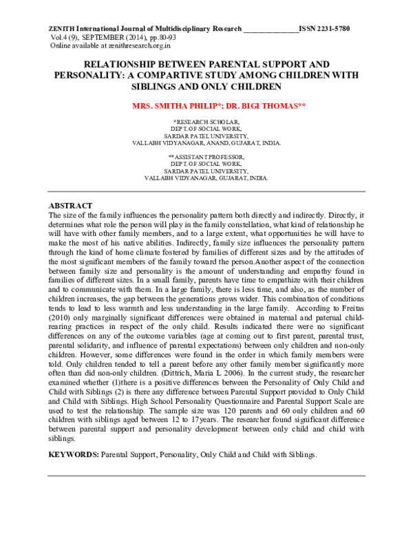 (PDF) Relationship between parental support and personality: A ...