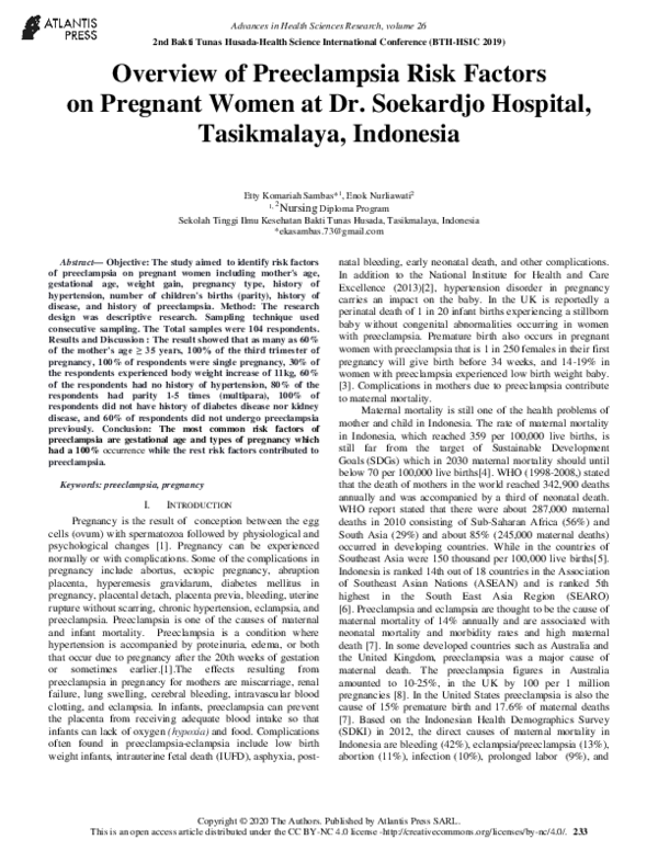 (PDF) Overview of Preeclampsia Risk Factors on Pregnant Women at Dr ...