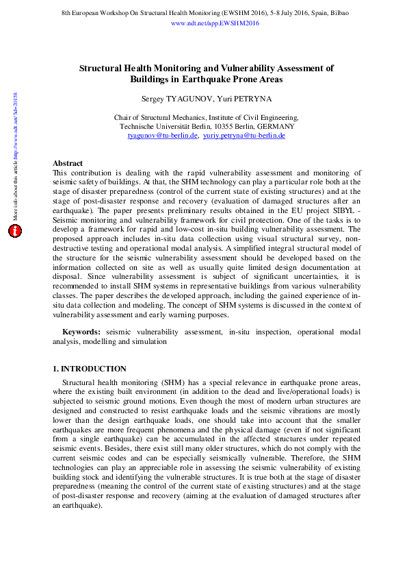 (PDF) Structural Health Monitoring and Vulnerability Assessment of ...