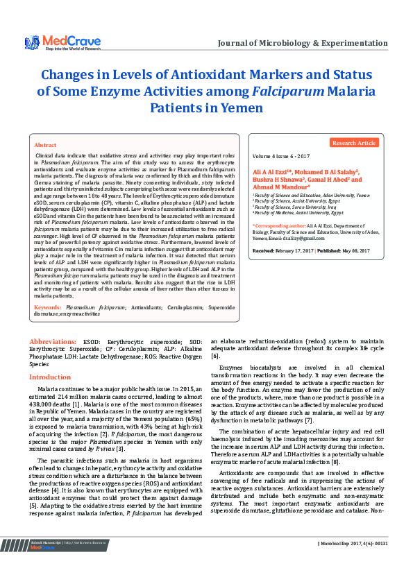 (PDF) Changes in Levels of Antioxidant Markers and Status of Some ...