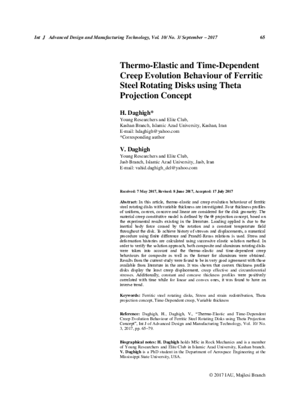 (PDF) Thermo-Elastic and Time-Dependent Creep Evolution Behaviour of ...
