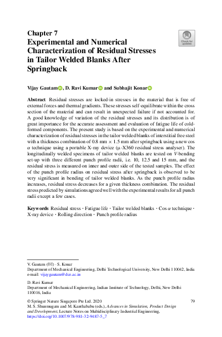 (PDF) Experimental and Numerical Characterization of Residual Stresses ...
