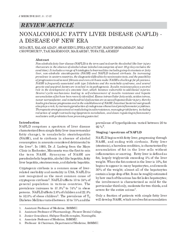 (PDF) Nonalcoholic Fatty Liver Disease (NAFLD) - A Disease of New Era