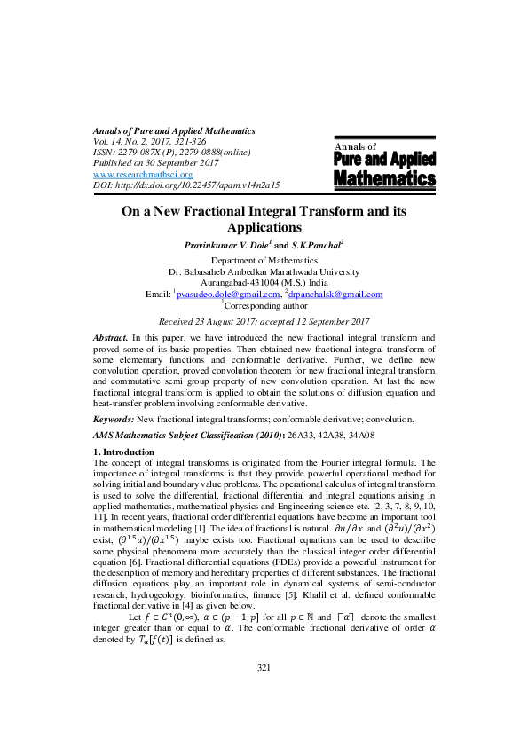 (PDF) On a New Fractional Integral Transform and its Applications