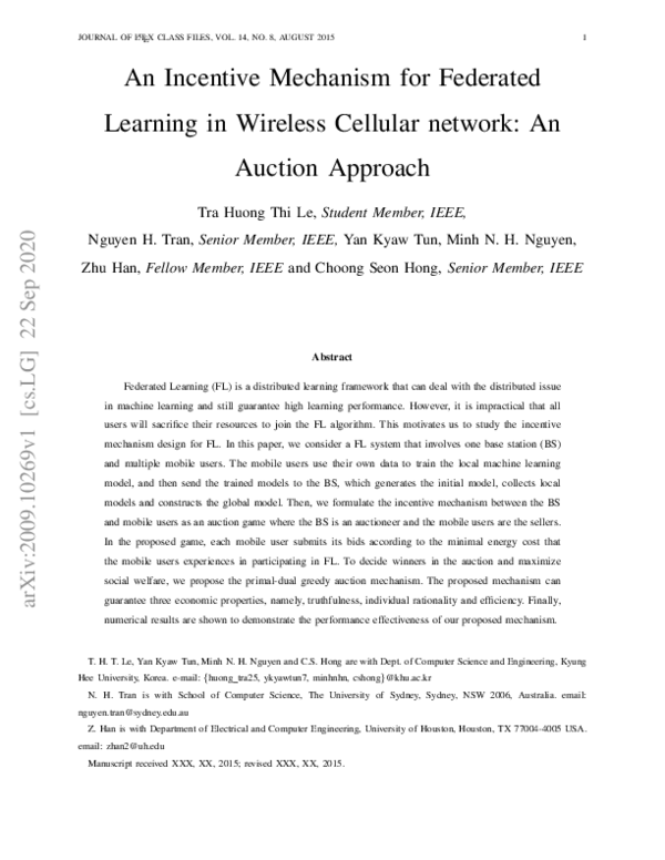 (PDF) An Incentive Mechanism for Federated Learning in Wireless ...