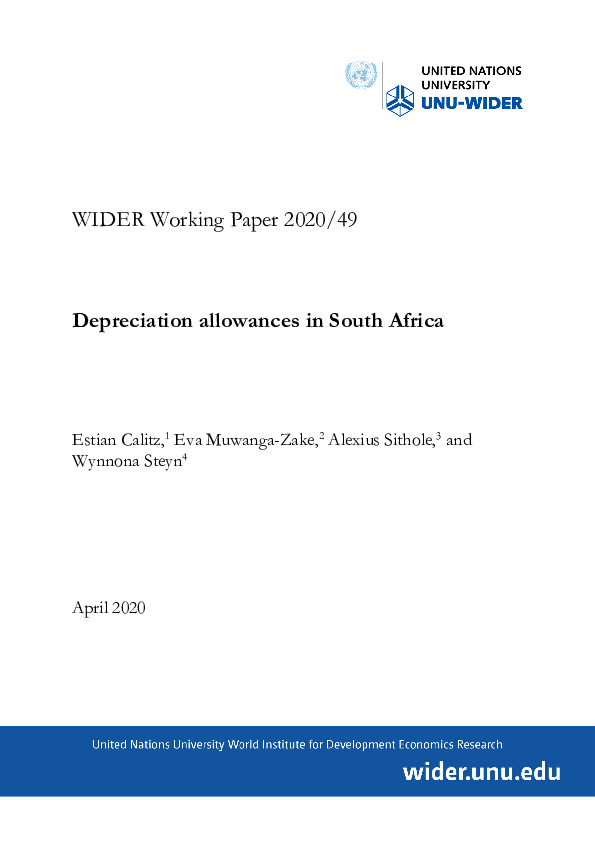 (PDF) WIDER Working Paper 2020/49Depreciation allowances in South