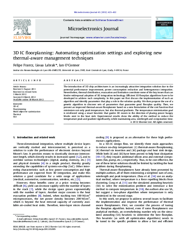 (PDF) 3D IC floorplanning: Automating optimization settings and ...