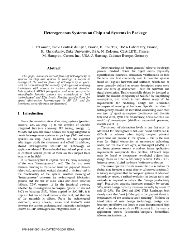 (PDF) Heterogeneous Systems on Chip and Systems in Package