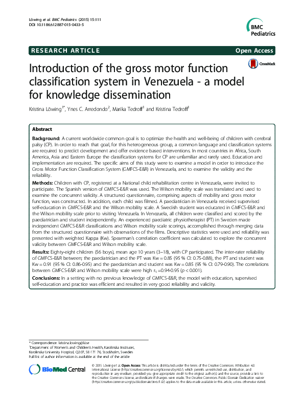 (PDF) Introduction of the gross motor function classification system in ...