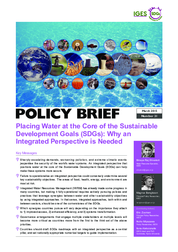 (PDF) Placing Water at the Core of the Sustainable Development Goals ...