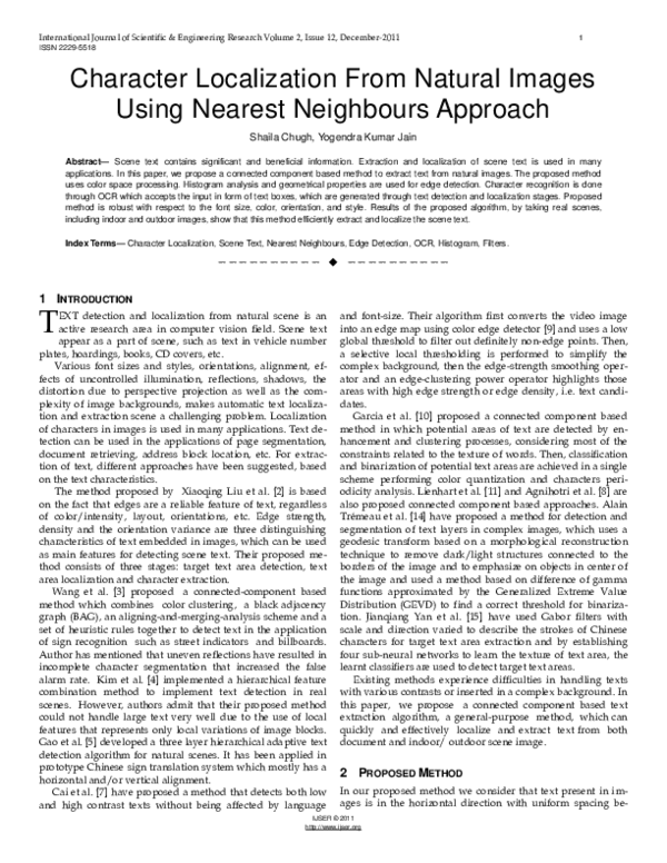 (PDF) Character Localization From Natural Images Using Nearest ...