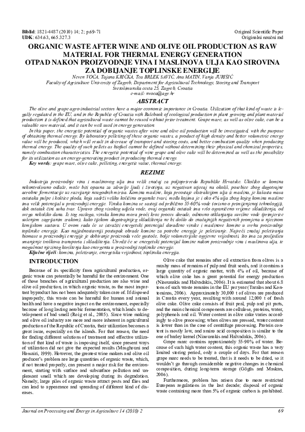 (PDF) Organic waste after wine and olive oil production as raw material ...