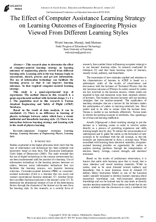 (PDF) The Effect of Computer Assisted Learning Strategy on Learning ...