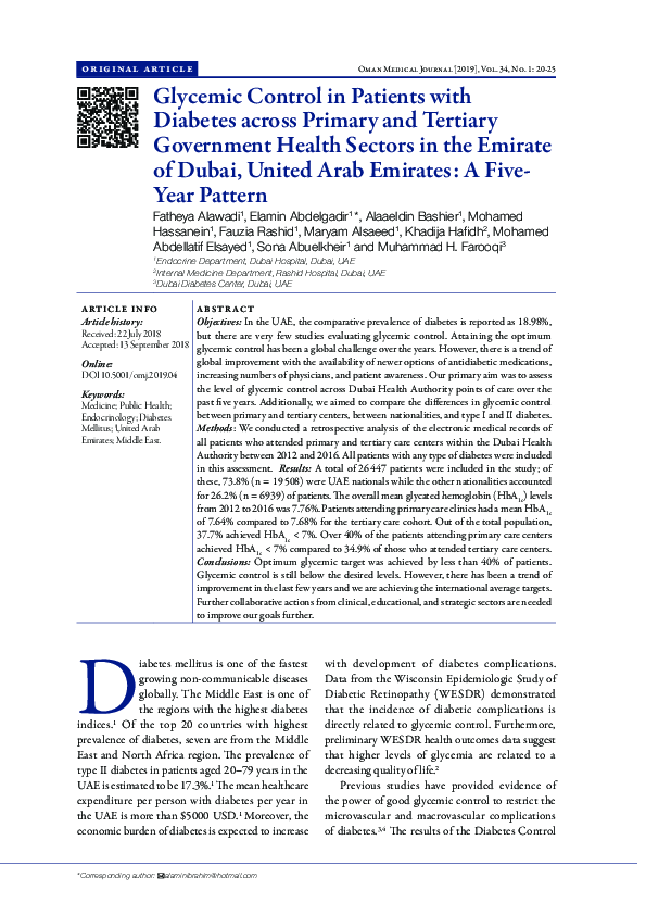 (PDF) Glycemic Control in Patients with Diabetes across Primary and ...