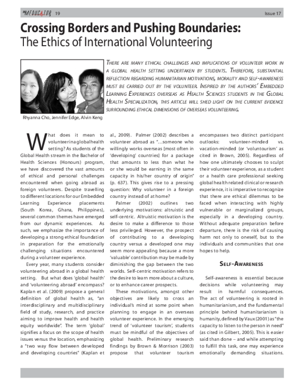 (PDF) Crossing Borders and Pushing Boundaries: The Ethics of ...