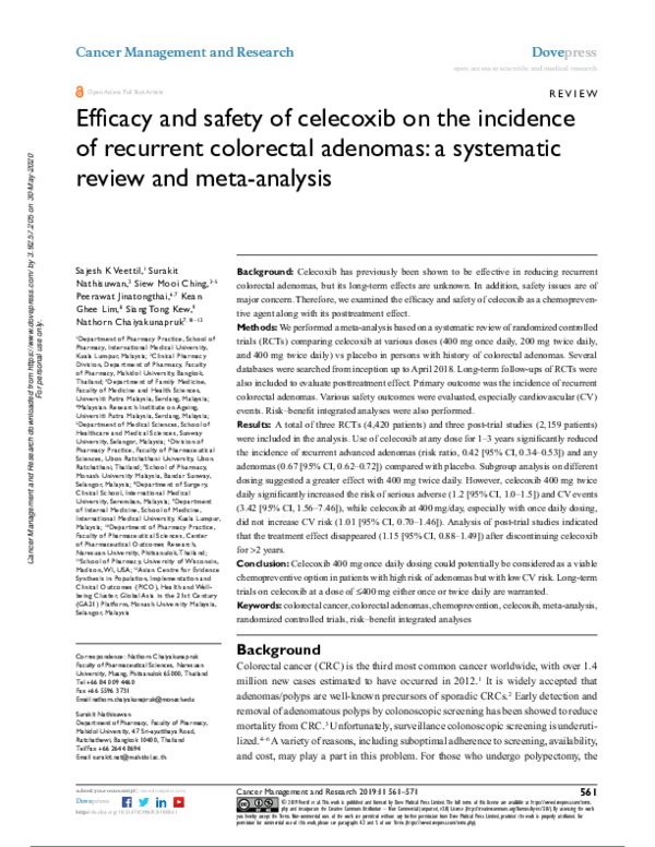 (PDF) Efficacy and safety of celecoxib on the incidence of recurrent ...