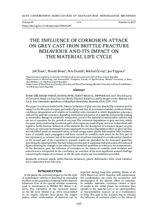 (PDF) The Influence of Corrosion Attack on Grey Cast Iron Brittle