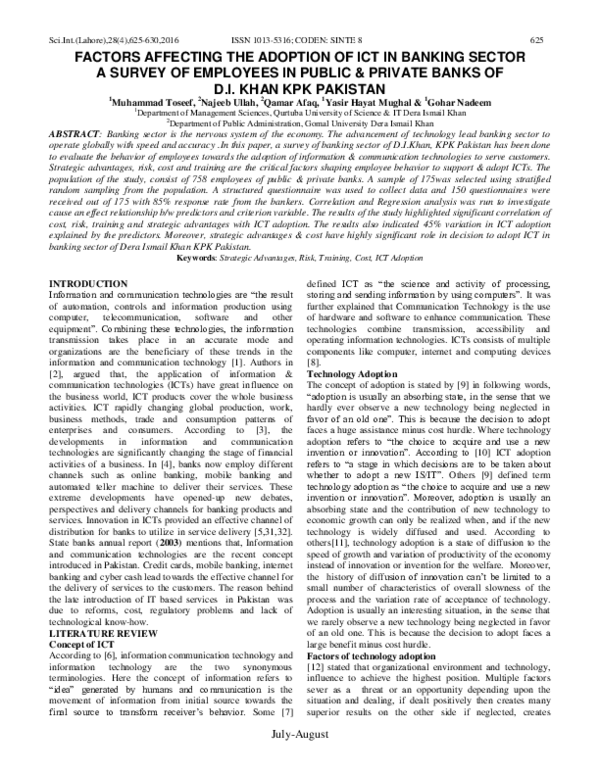 (PDF) Factors Affecting the Adoption of Ict in Banking Sector a Survey ...