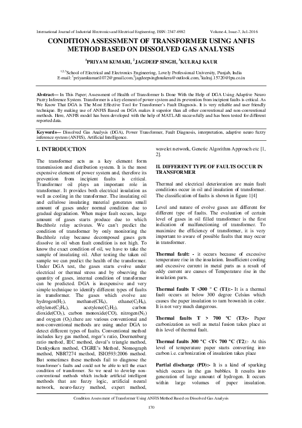 (PDF) Condition Assessment of Transformer Using Anfis Method Based on ...