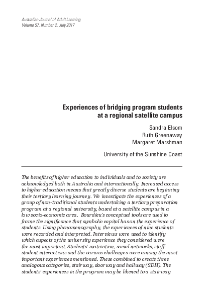 (PDF) Experiences of bridging program students at a regional satellite ...