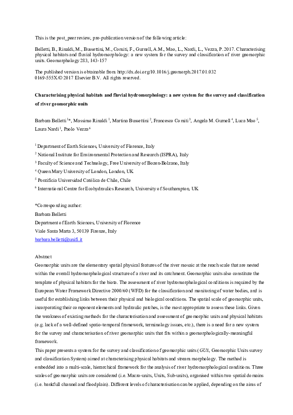 (PDF) Characterising physical habitats and fluvial hydromorphology: A ...