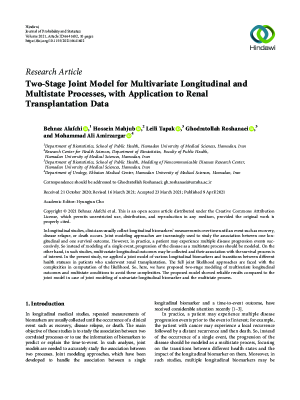 (PDF) Two-Stage Joint Model for Multivariate Longitudinal and ...