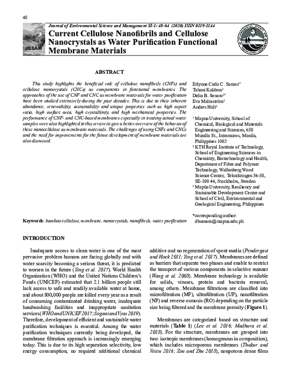 (PDF) Current Cellulose Nanofibrils and Cellulose Nanocrystals as Water ...