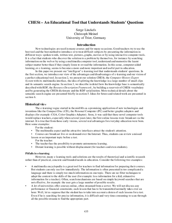 (PDF) CHESt - An Educational Tool that Understands Students' Questions