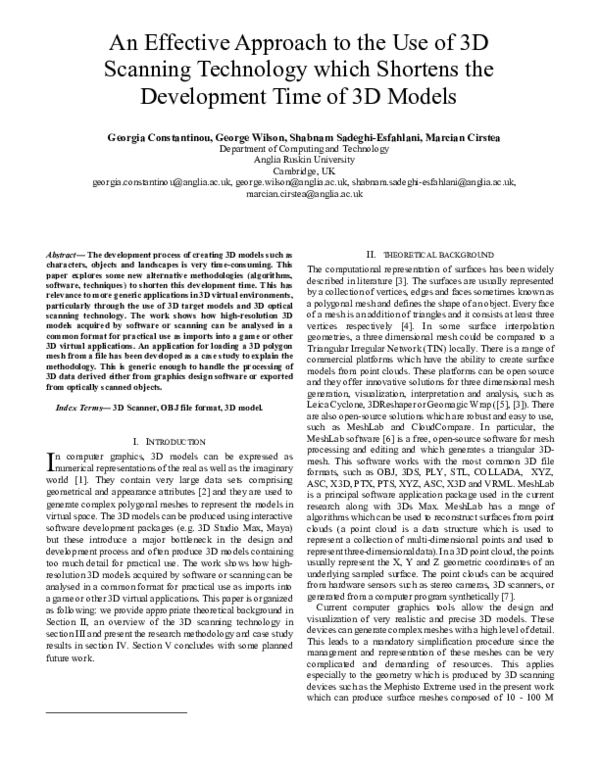 (PDF) An effective approach to the use of 3D scanning technology which ...