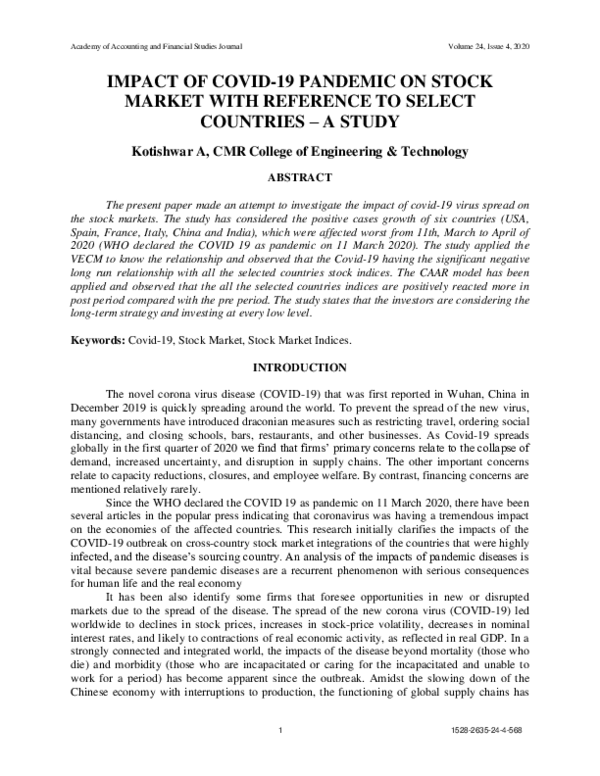 (PDF) Impact of Covid-19 Pandemic on Stock Market with Reference to ...
