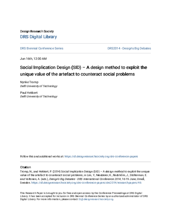 (PDF) Social implication design (SID): A design method to exploit the ...