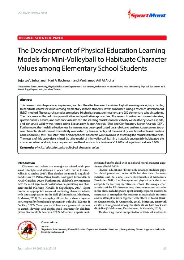 (PDF) The Development of Physical Education Learning Models for Mini ...