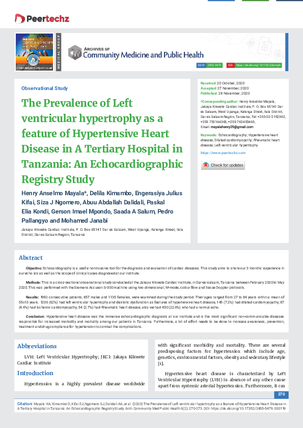 (PDF) The Prevalence of Left ventricular hypertrophy as a feature of ...
