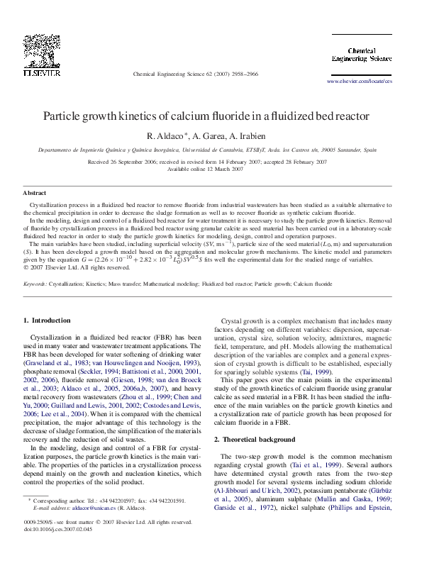 (PDF) Particle growth kinetics of calcium fluoride in a fluidized bed ...