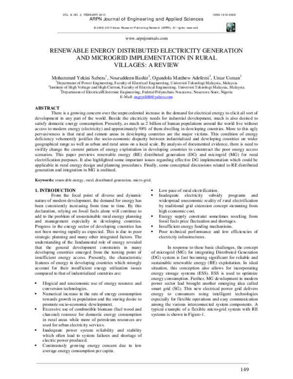 (PDF) Renewable energy distributed electricity generation and microgrid ...