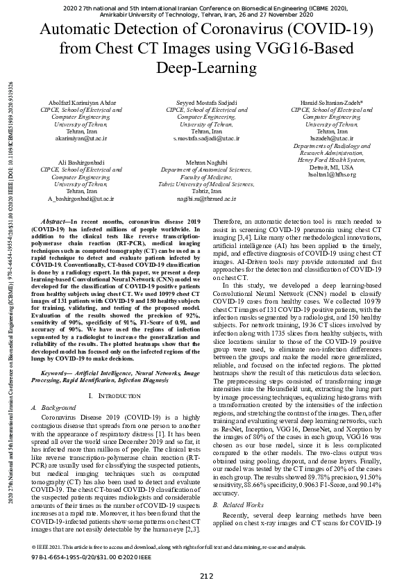 (PDF) Automatic Detection of Coronavirus (COVID-19) from Chest CT ...