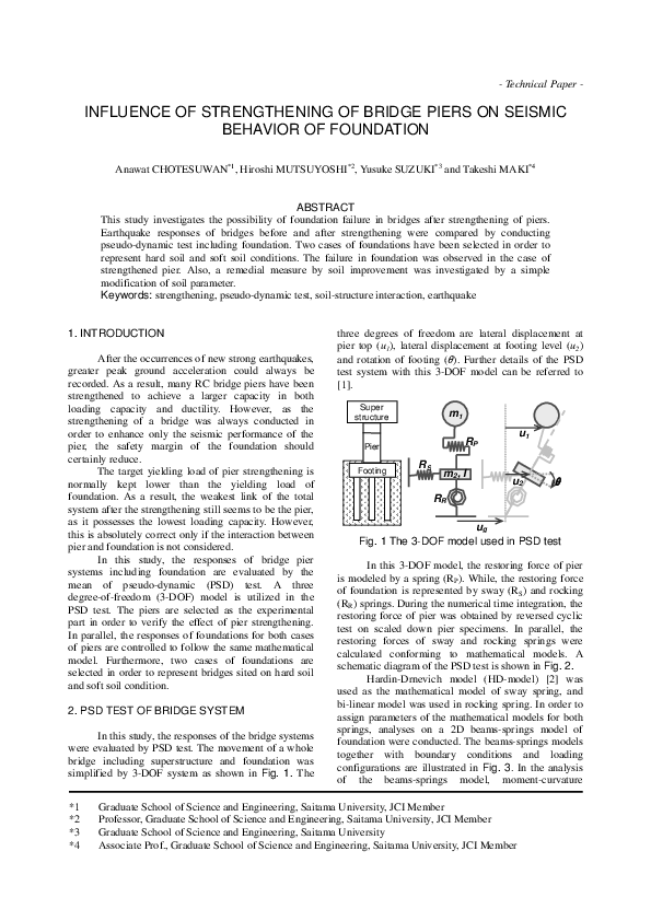 (PDF) Influence of Strengthening of Bridge Piers on Seismic Behavior of ...