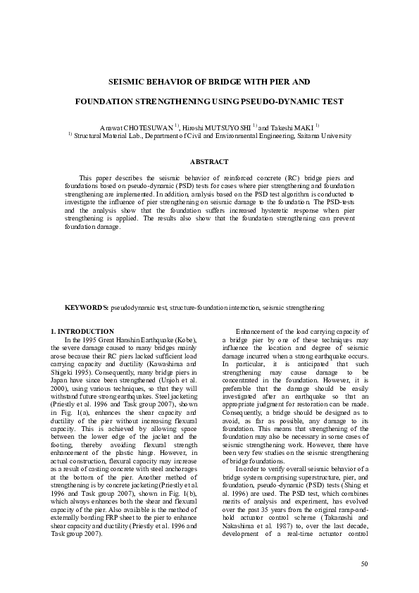 (PDF) Seismic Behavior of Bridge with Pier and Foundation Strengthening ...
