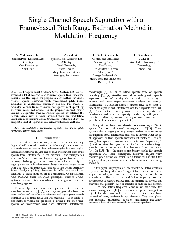 (PDF) Single channel speech separation with a frame-based pitch range ...