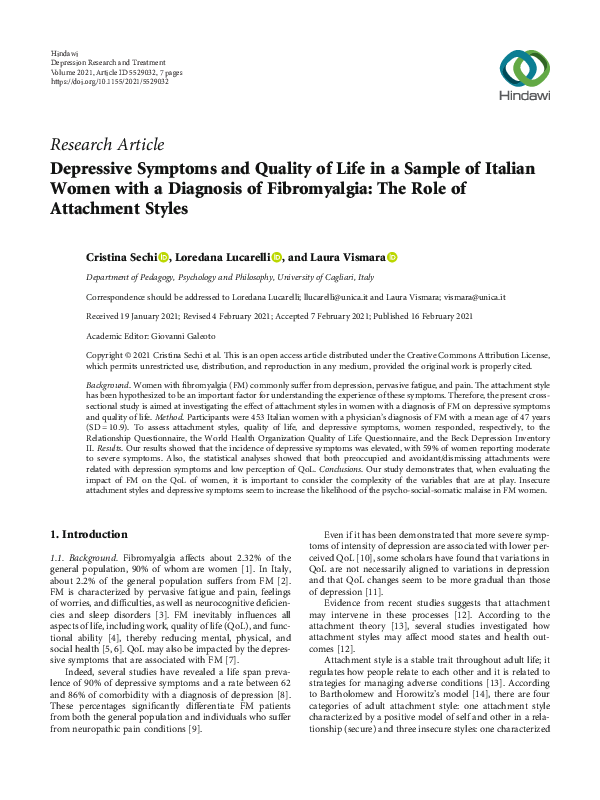 (PDF) Depressive Symptoms and Quality of Life in a Sample of Italian ...