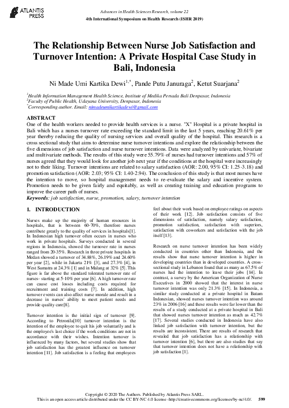 (PDF) The Relationship Between Nurse Job Satisfaction and Turnover ...