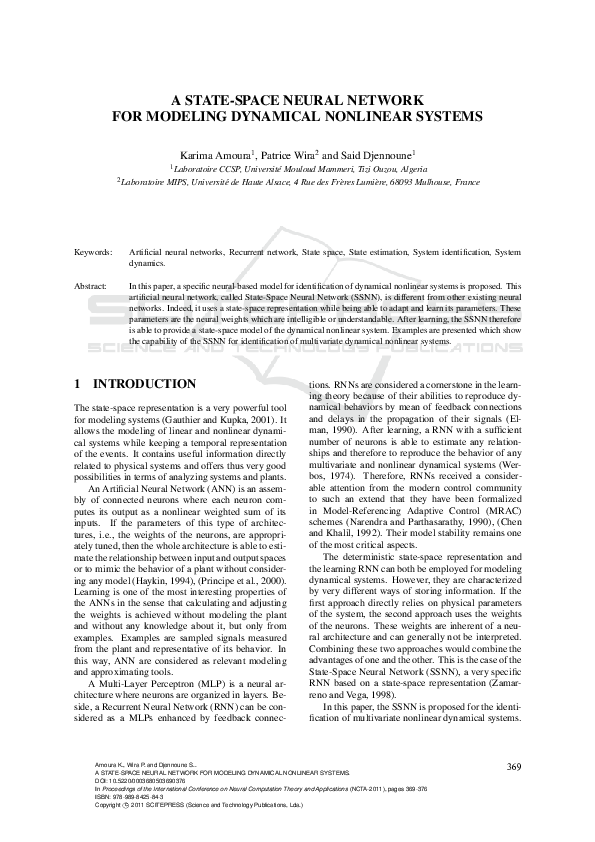 (PDF) A State-Space Neural Network for Modeling Dynamical Nonlinear Systems