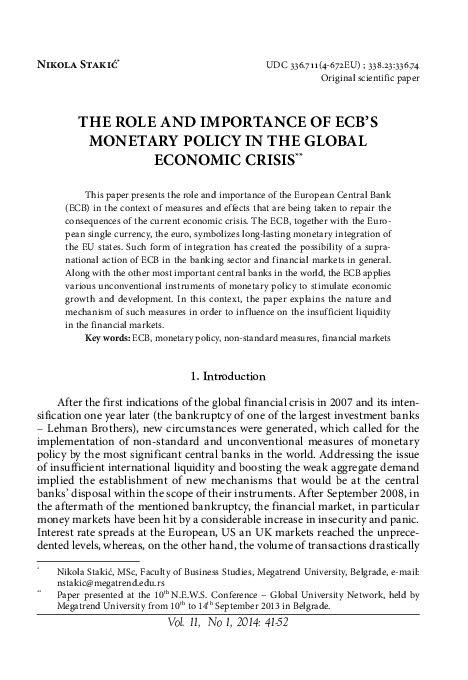 (PDF) The role and importance of ECB's monetary policy in the global ...