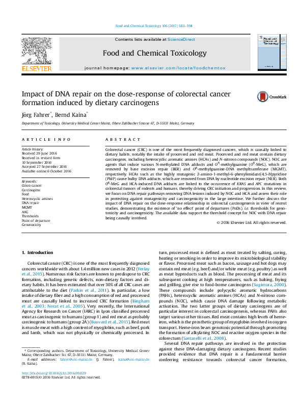 (PDF) Impact of DNA repair on the dose-response of colorectal cancer ...